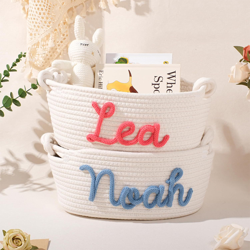 Personalized Knitted Cotton Storage Basket3