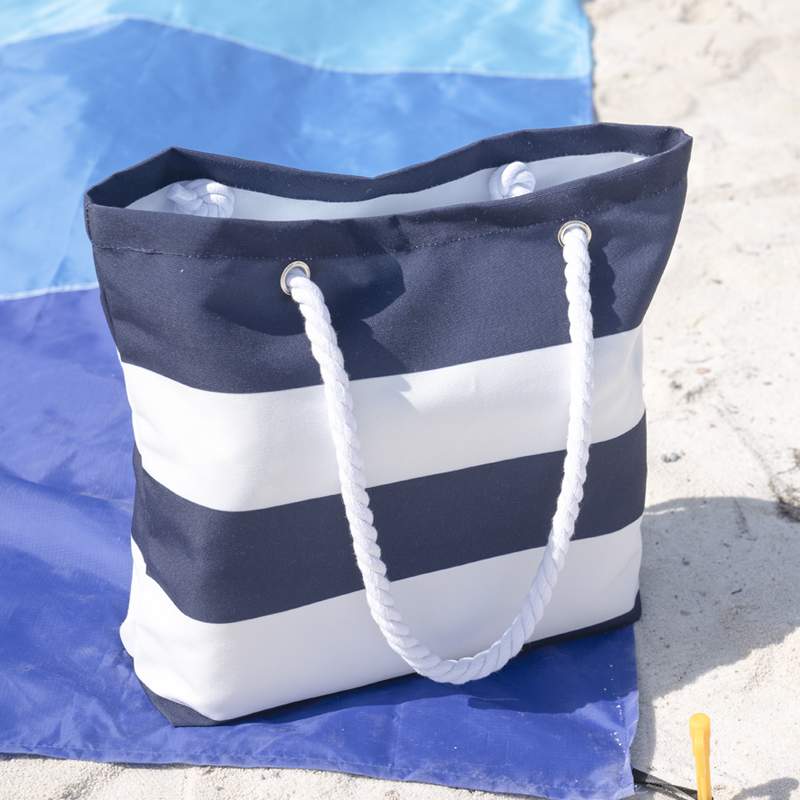 Striped Canvas Beach Tote Bag2