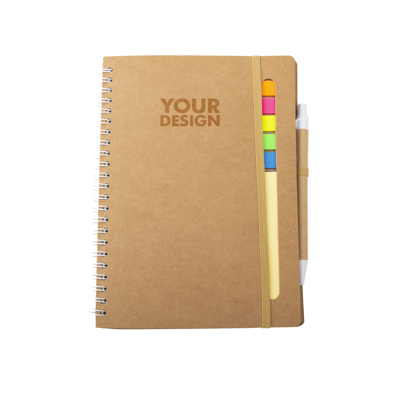 A5 Kraft Spiral Notebook With Sticky Flags And Pen1