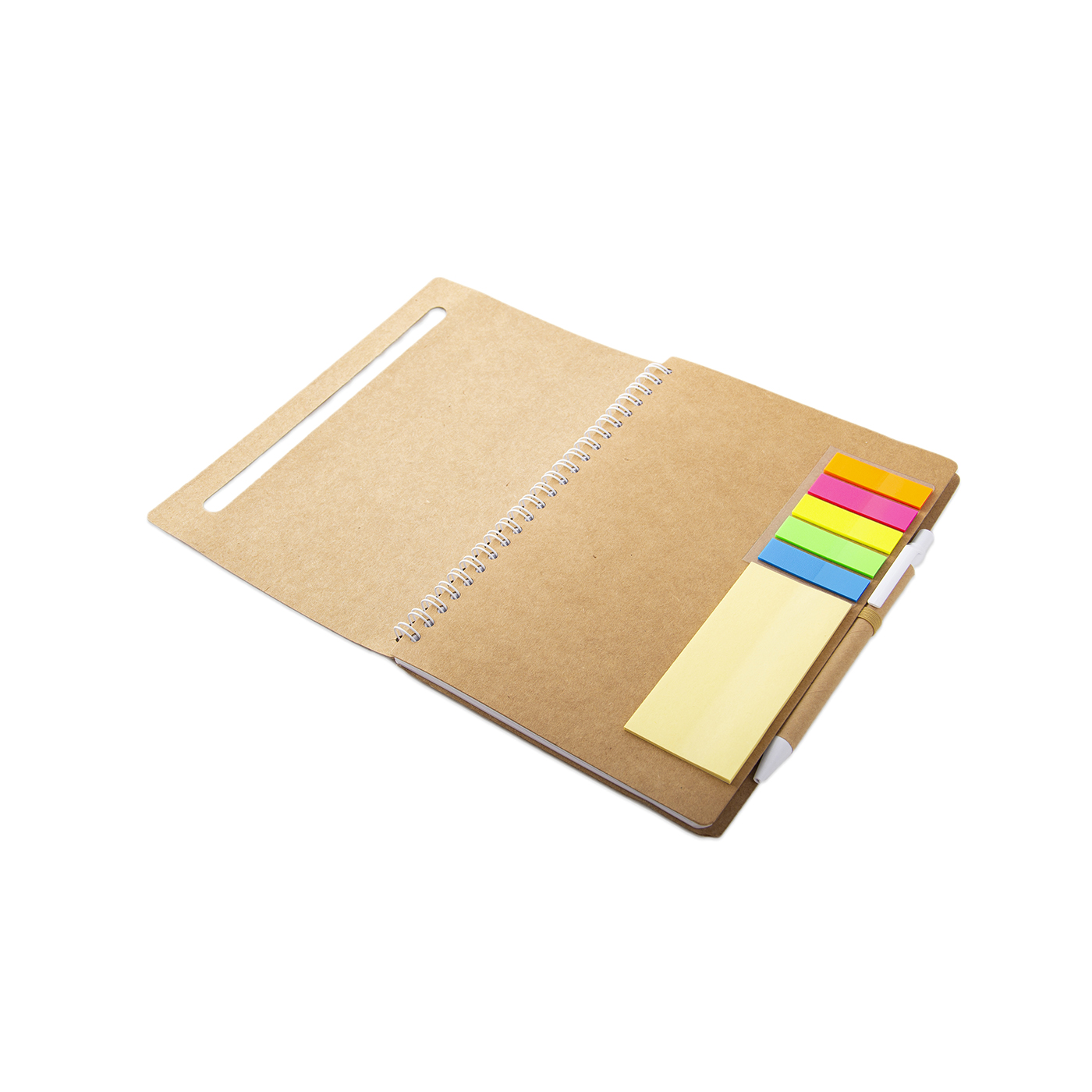 A5 Kraft Spiral Notebook With Sticky Flags And Pen2